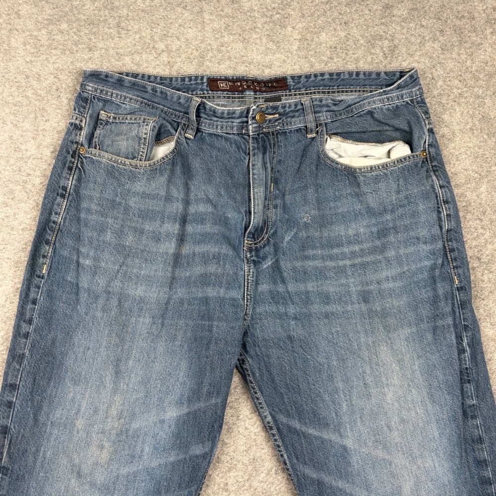 Y2K Knockout Jeans Mens 42x30 Blue Denim‎ Baggy Skater Streetwear Y2K Loose Fit